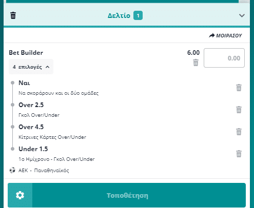 Bet Builder στο ΑΕΚ - Παναθηναικος