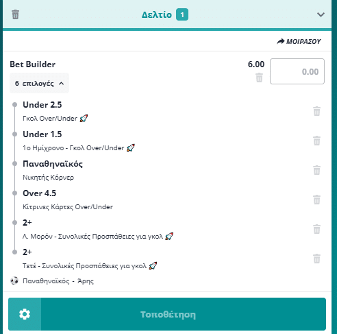 Bet Builder στο Παναθηναικος - Αρης