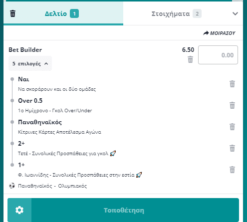 Bet Builder στο Παναθηναικος - Ολυμπιακος