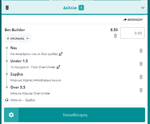 Bet Builder στο Ισπανια - Σερβια