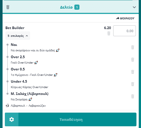 Bet Builder στο Λιβερπουλ - Λεβερκουζεν