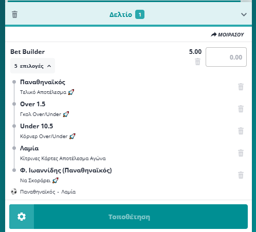 Bet Builder στο Παναθηναικος - Λαμια