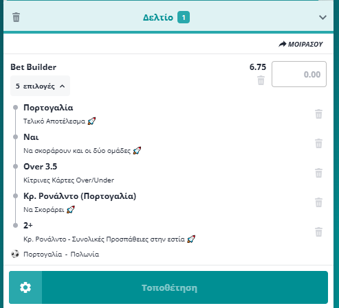 Bet Builder στο Πορτογαλια - Πολωνια