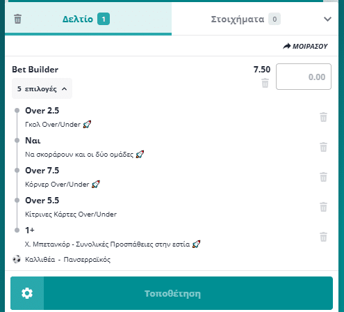 Bet Builder στο Καλλιθεα - Πανσερραικος