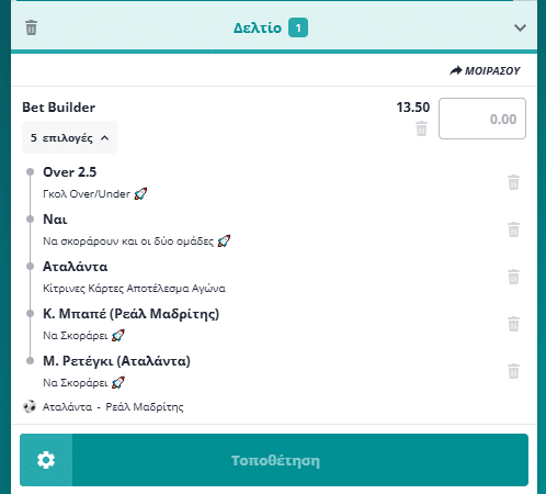Bet Builder στο Αταλαντα - Ρεαλ Μαδριτης