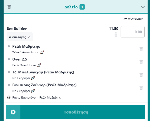 Bet Builder στο Βαγιεκανο - Ρεαλ Μαδριτης