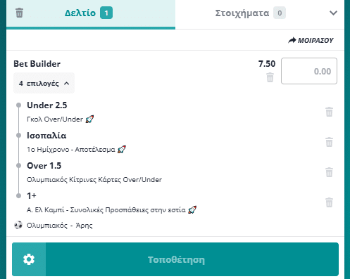 Bet Builder στο Ολυμπιακος - Αρης