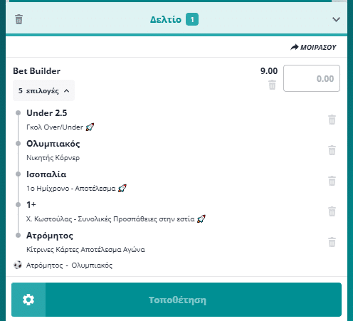 Bet Builder στο Ατρομητος- Ολυμπιακος