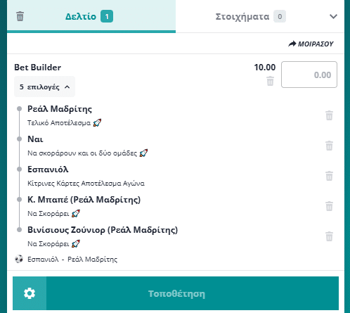 Bet Builder στο Εσπανιολ - Ρεαλ Μαδριτης