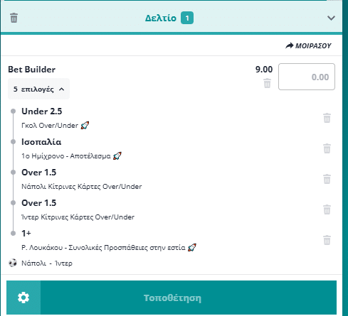 Bet Builder στο Ναπολι - Ιντερ