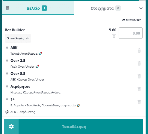 Bet Builder στο ΑΕΚ - Ατρομητος