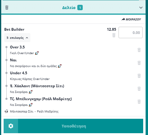 Bet Builder στο Μαντσεστερ Σιτι - Ρεαλ Μαδριτης