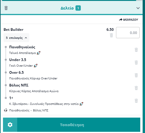 Bet Builder στο Παναθηναικος - Βολος