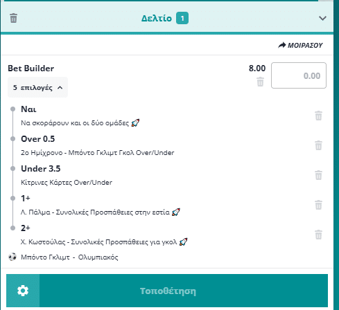 Bet Builder στο Μποντο Γκλιμτ - Ολυμπιακος