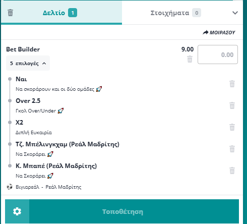 Bet Builder στο Βιγιαρεαλ - Ρεαλ Μαδριτης