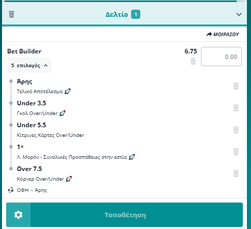 Bet Builder στο ΟΦΗ - Αρης
