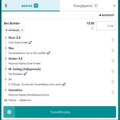 Bet Builder στο Τσελσι - Λιβερπουλ