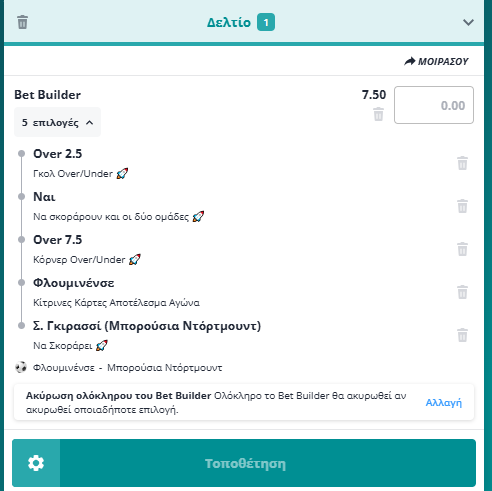 Bet Builder στο Φλουμινενσε - Ντορτμουντ