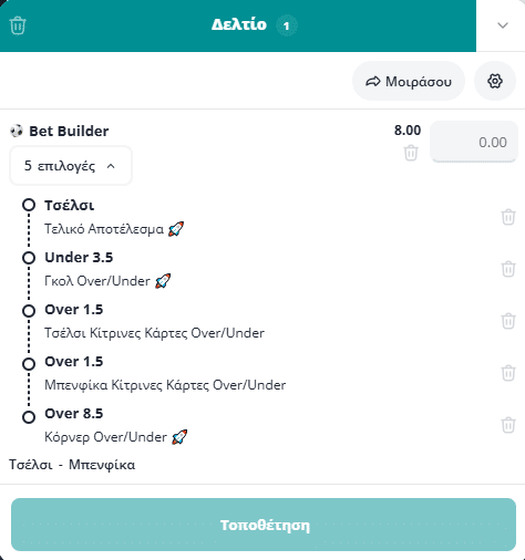 Bet Builder στο Τσελσι - Μπενφικα