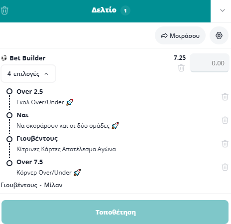 Bet Builder στο Γιουβεντους - Μιλαν