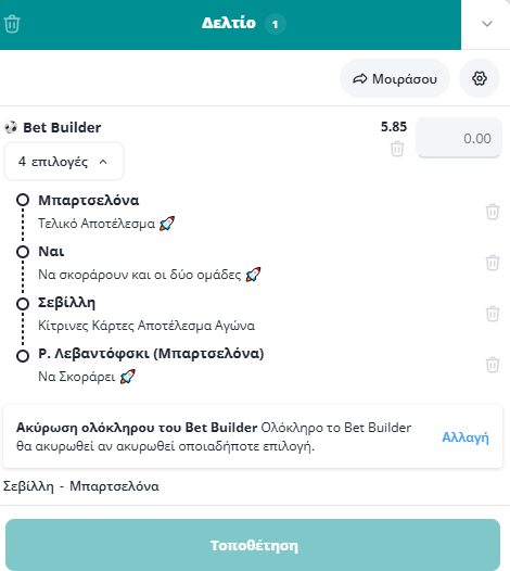 Bet Builder στο Σεβιλλη - Μπαρτσελονα