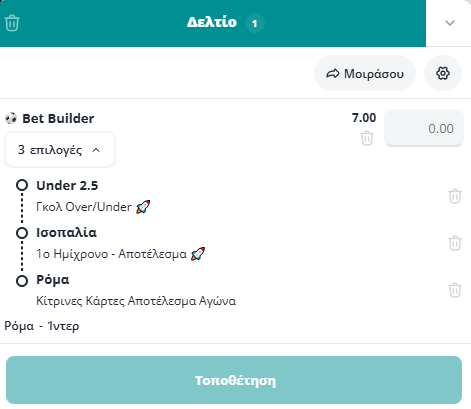 Bet Builder στο Ρομα - Ιντερ