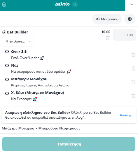 Bet Builder στο Μπαγερν Μοναχου - Ντορτμουντ