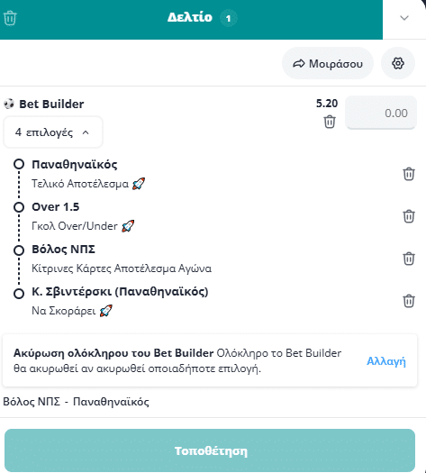 Bet Builder στο Βολος - Παναθηναικος